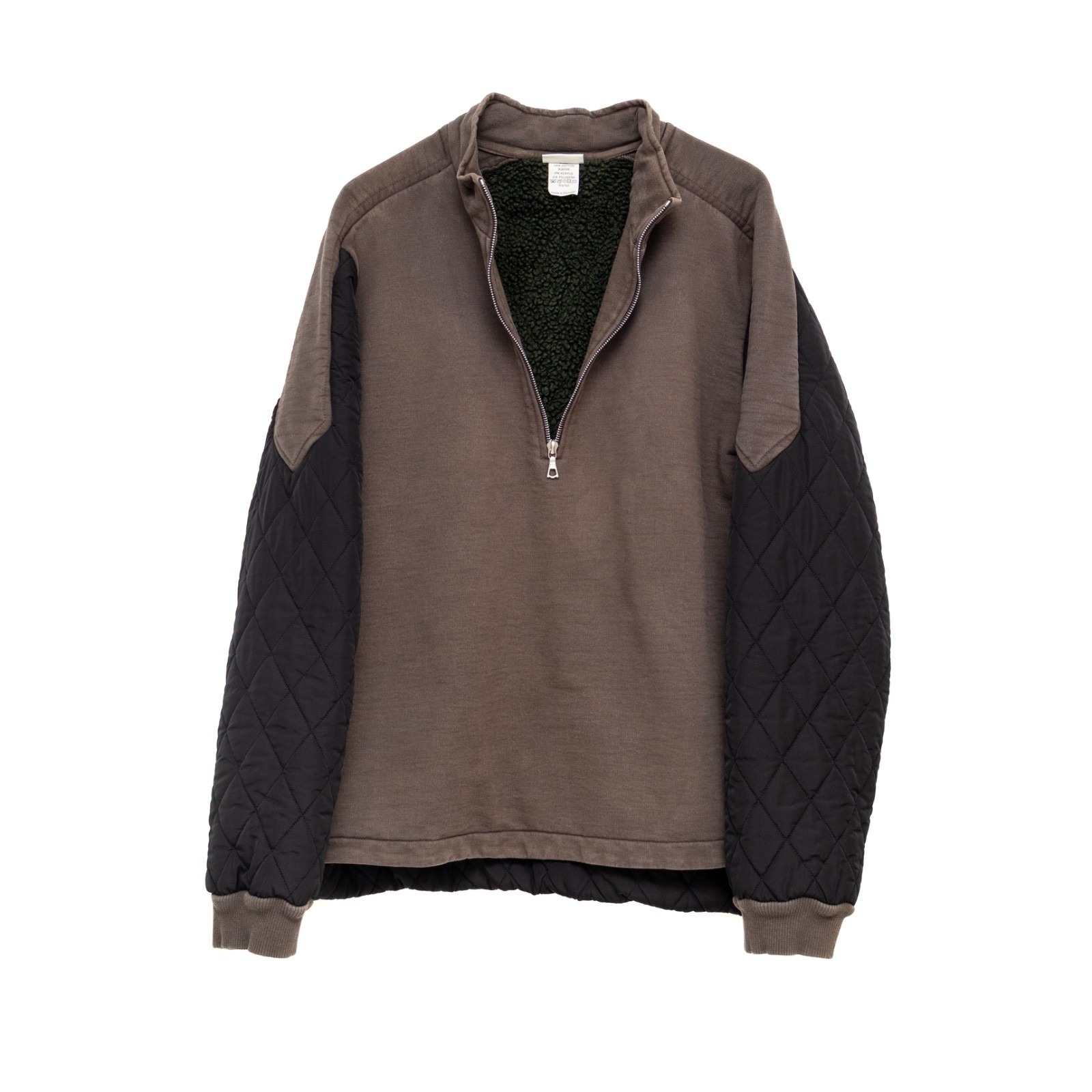 Dries Van Noten Quilted Sleeve Half-Zip Pullover Made In Portugal Size Large